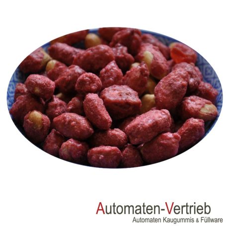 Eine Schale mit rot gefärbten, knusprigen Snacks.